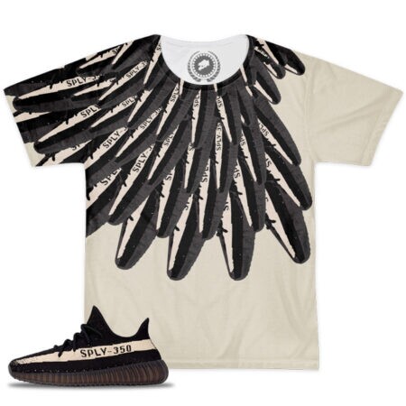 Shirt to Match Yeezy Boost 350 V2 Black / White Sneaker Colorway | Winged V2