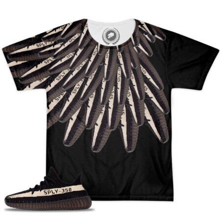 Shirt to Match Yeezy Boost 350 V2 Black / White Sneaker Colorway | Winged V1