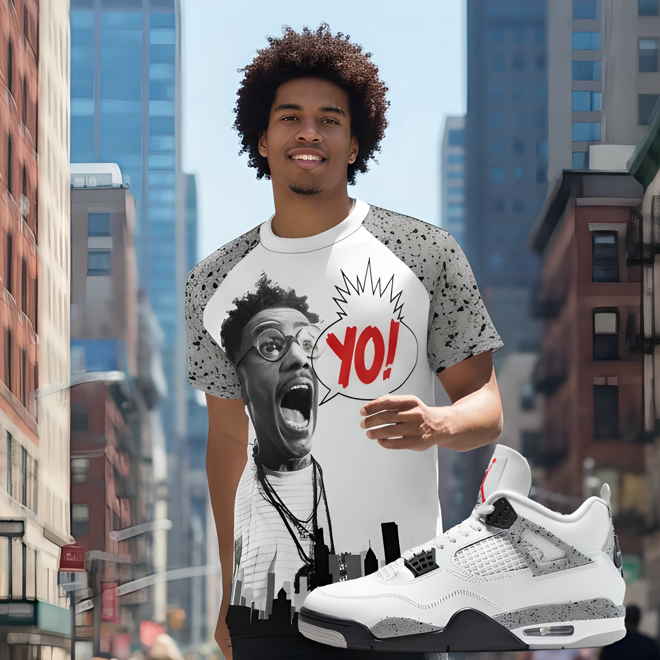 Shirt to Match Jordan 4 OG ’89 White Cement Sneaker Colorway | V3