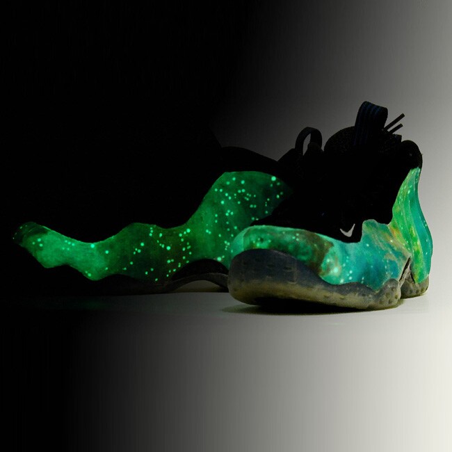galaxy foamposites glow in the dark sole