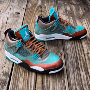 Custom Turquoise retro 4s 🐬paint provided by @leathercaresupply