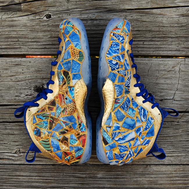 custom foamposite one designed in a traditional Japanese art style called Kintsugi