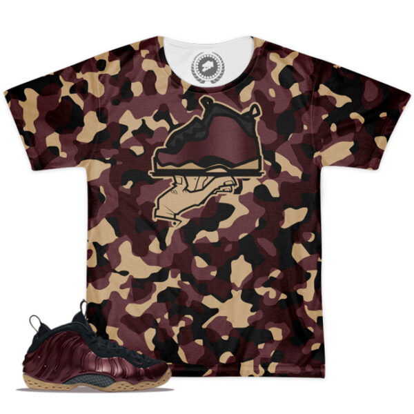 Shirt to Match Night Maroon Foamposite Sneaker Colorway | Camo - Image 3