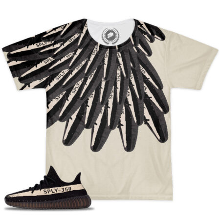 Shirt to Match Yeezy Boost 350 V2 Black / White Sneaker Colorway | Winged V2