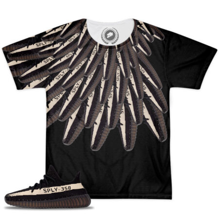 Shirt to Match Yeezy Boost 350 V2 Black / White Sneaker Colorway | Winged V1