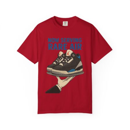 Now Serving Jordan 3 Rare Air T-Shirt, Sneaker Head Apparel, Unisex Graphic Tee in Red by GourmetKickz