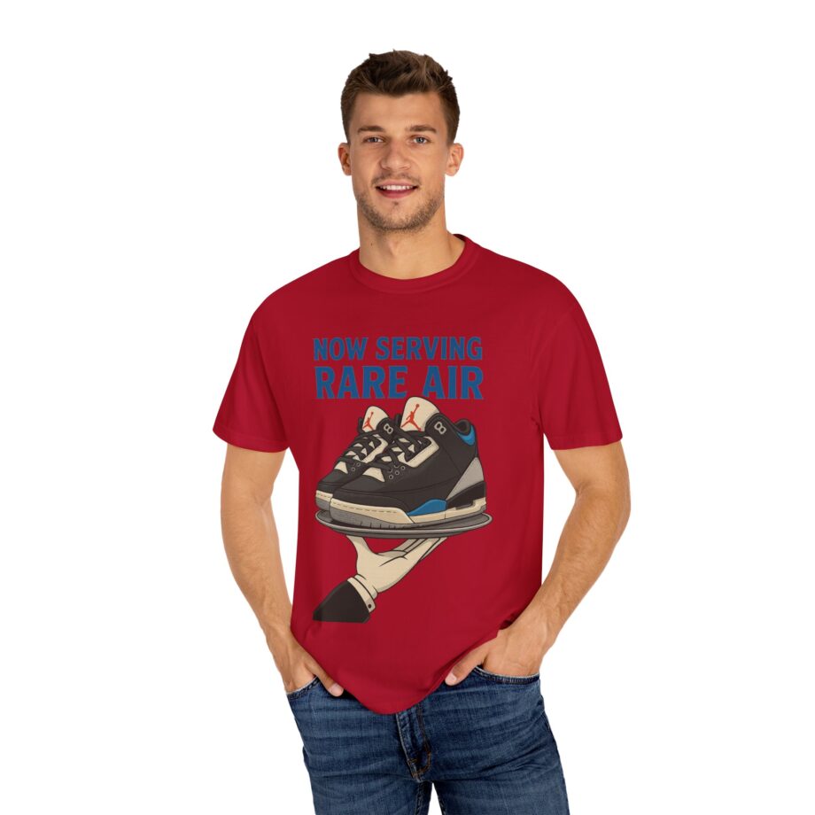Now Serving Jordan 3 Rare Air T-Shirt, Sneaker Head Apparel, Unisex Graphic Tee in Red by GourmetKickz