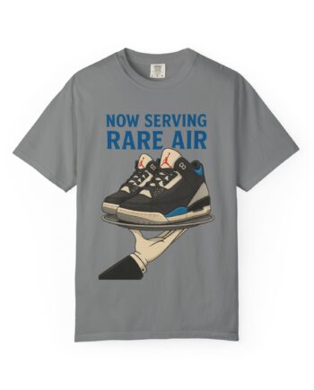 Now Serving Jordan 3 Rare Air T-Shirt, Sneaker Head Apparel, Unisex Graphic Tee in Grey by GourmetKickz