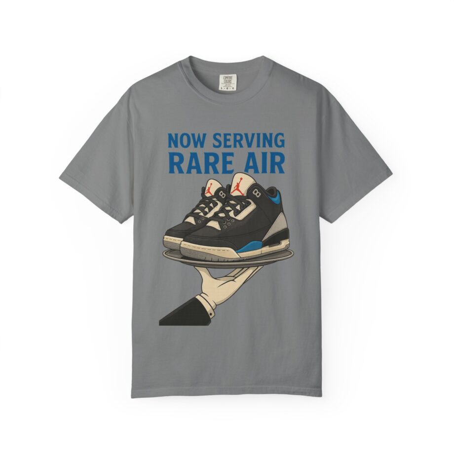 Now Serving Jordan 3 Rare Air T-Shirt, Sneaker Head Apparel, Unisex Graphic Tee in Grey by GourmetKickz