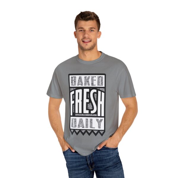 Shirt to Match Jordan 4 "White Cement" Baked Fresh Daily Graphic Tee in Grey - Image 4